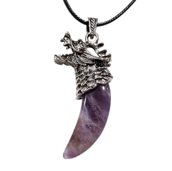 NWOT Natural amethyst dragon pendant necklace - Picture 1 of 4